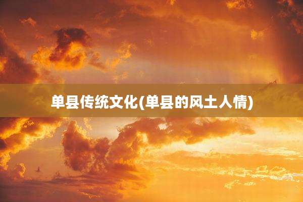 单县传统文化(单县的风土人情)