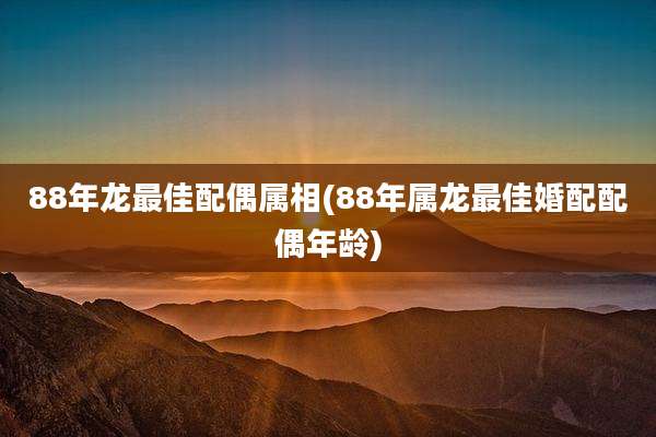 88年龙最佳配偶属相(88年属龙最佳婚配配偶年龄)