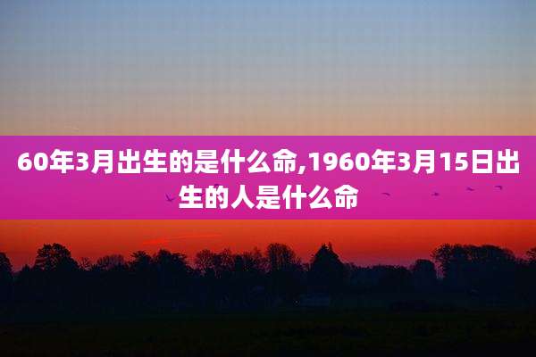 60年3月出生的是什么命,1960年3月15日出生的人是什么命