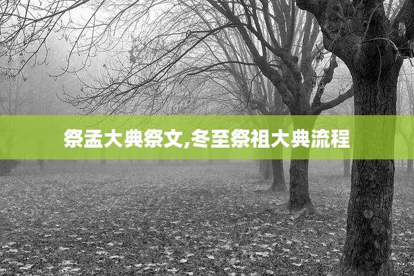祭孟大典祭文,冬至祭祖大典流程