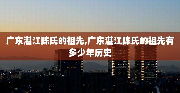 广东湛江陈氏的祖先,广东湛江陈氏的祖先有多少年历史