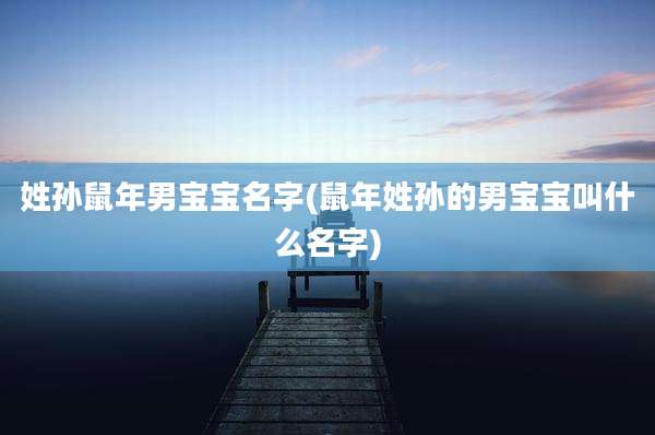 姓孙鼠年男宝宝名字(鼠年姓孙的男宝宝叫什么名字)