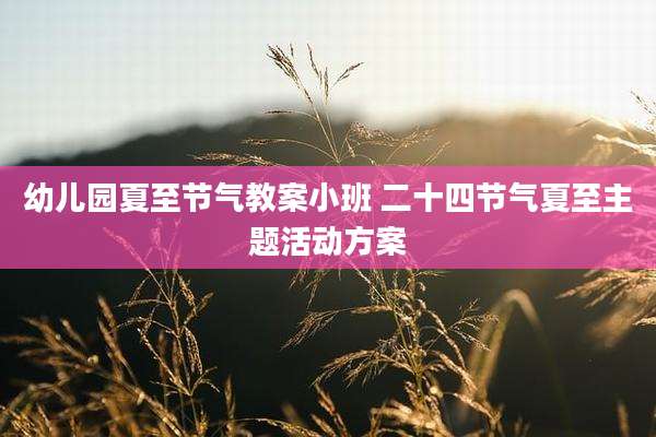 幼儿园夏至节气教案小班 二十四节气夏至主题活动方案