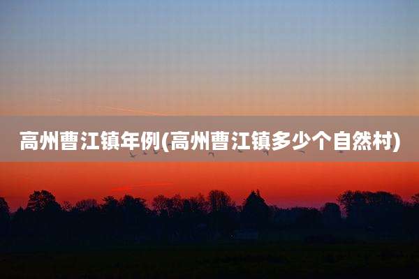 高州曹江镇年例(高州曹江镇多少个自然村)