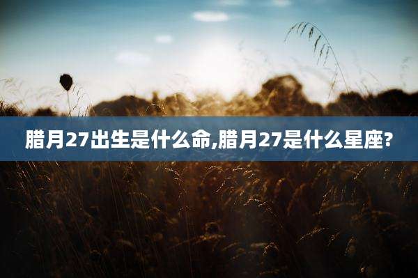 腊月27出生是什么命,腊月27是什么星座?