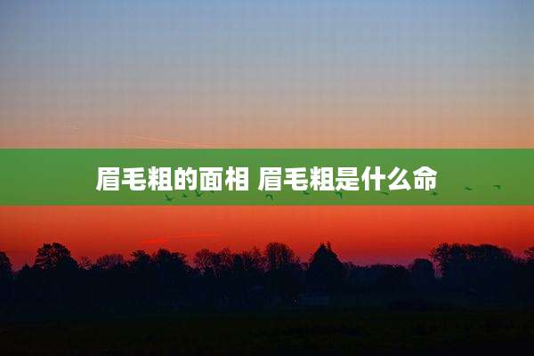 眉毛粗的面相 眉毛粗是什么命