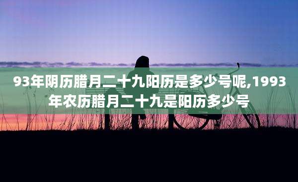 93年阴历腊月二十九阳历是多少号呢,1993年农历腊月二十九是阳历多少号