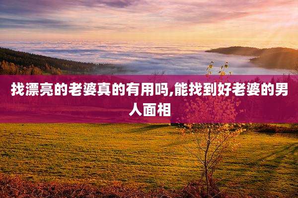 找漂亮的老婆真的有用吗,能找到好老婆的男人面相