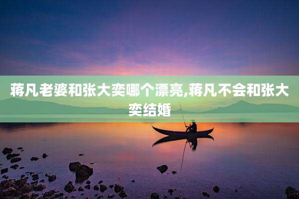 蒋凡老婆和张大奕哪个漂亮,蒋凡不会和张大奕结婚