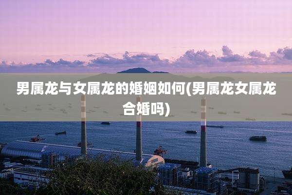 男属龙与女属龙的婚姻如何(男属龙女属龙合婚吗)
