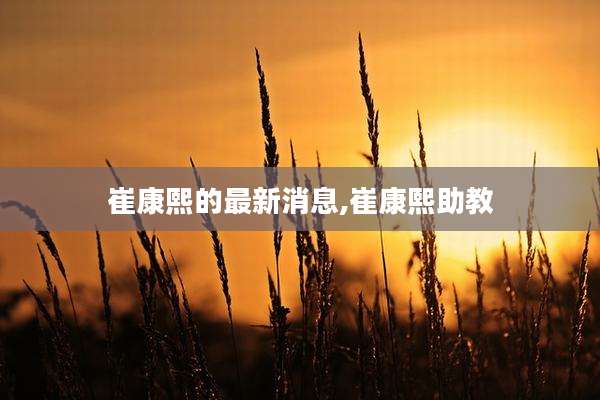 崔康熙的最新消息,崔康熙助教