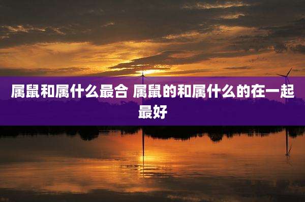 属鼠和属什么最合 属鼠的和属什么的在一起最好