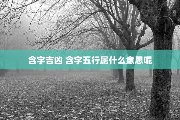 含字吉凶 含字五行属什么意思呢