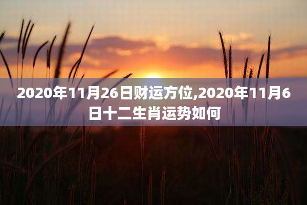 2020年11月26日财运方位,2020年11月6日十二生肖运势如何