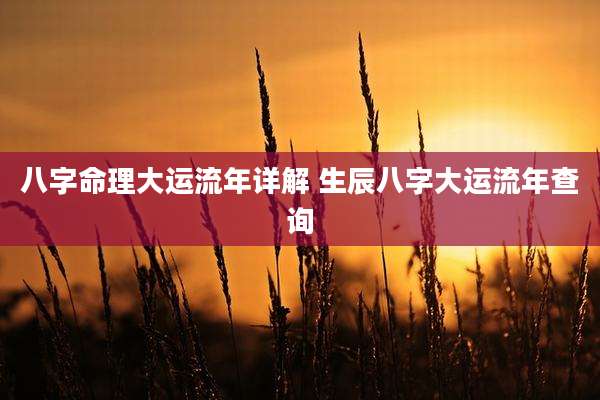 八字命理大运流年详解 生辰八字大运流年查询