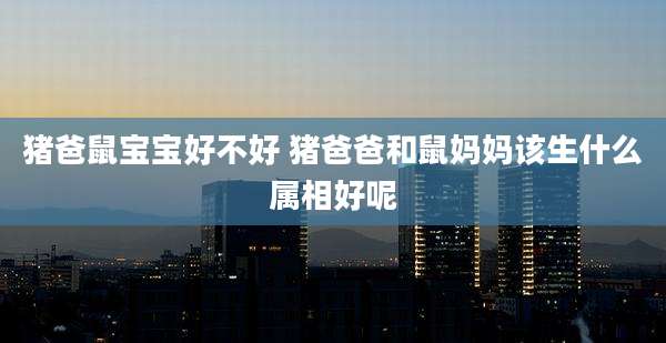 猪爸鼠宝宝好不好 猪爸爸和鼠妈妈该生什么属相好呢