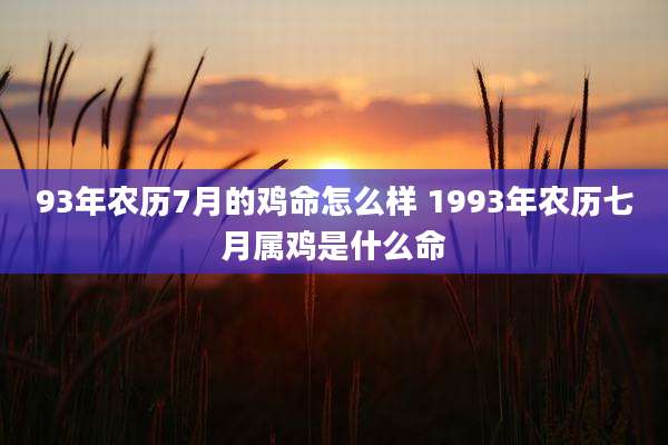 93年农历7月的鸡命怎么样 1993年农历七月属鸡是什么命