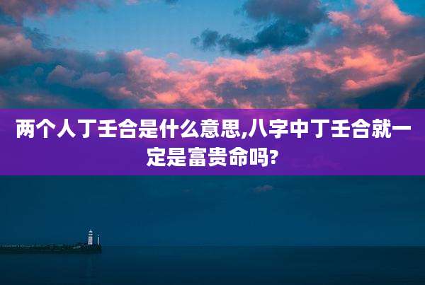 两个人丁壬合是什么意思,八字中丁壬合就一定是富贵命吗?