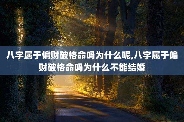 八字属于偏财破格命吗为什么呢,八字属于偏财破格命吗为什么不能结婚