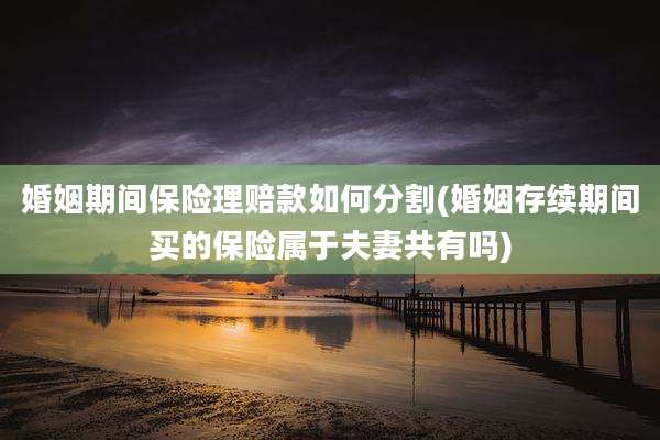 婚姻期间保险理赔款如何分割(婚姻存续期间买的保险属于夫妻共有吗)