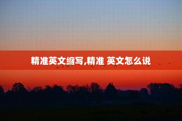 精准英文缩写,精准 英文怎么说