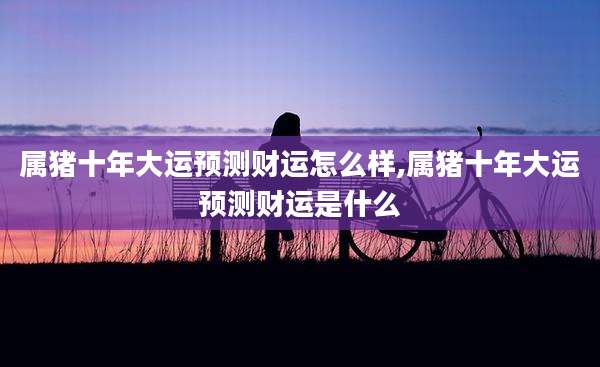 属猪十年大运预测财运怎么样,属猪十年大运预测财运是什么