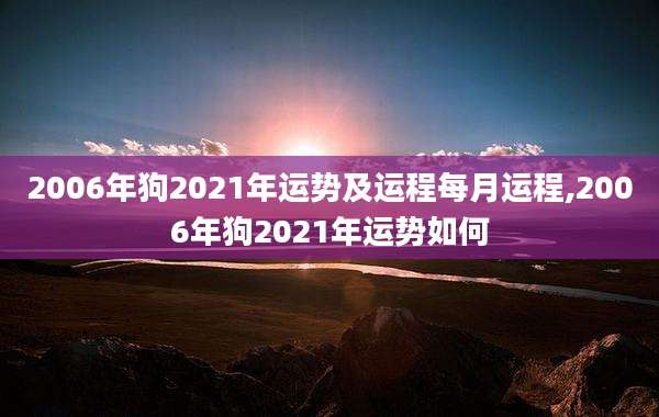 2006年狗2021年运势及运程每月运程,2006年狗2021年运势如何