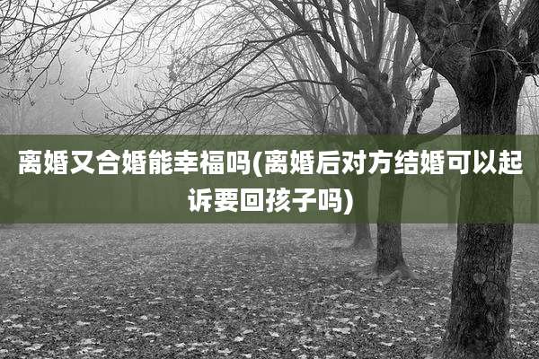 离婚又合婚能幸福吗(离婚后对方结婚可以起诉要回孩子吗)