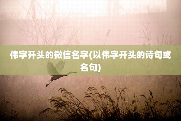 伟字开头的微信名字(以伟字开头的诗句或名句)