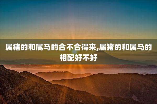 属猪的和属马的合不合得来,属猪的和属马的相配好不好