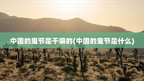 中国的鬼节是干嘛的(中国的鬼节是什么)