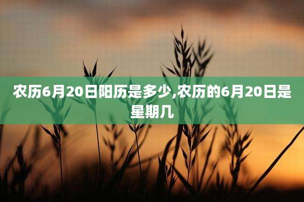 农历6月20日阳历是多少,农历的6月20日是星期几