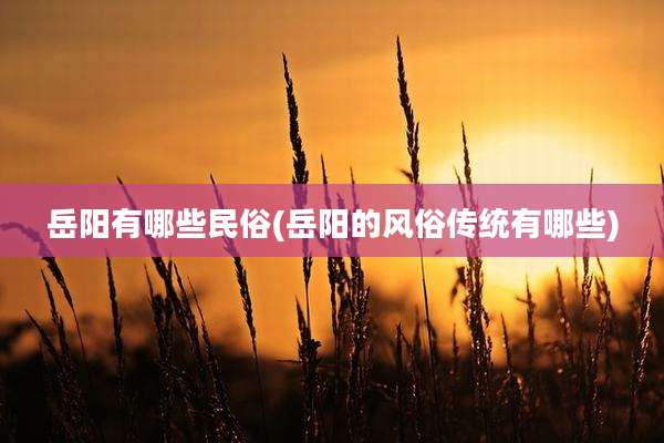 岳阳有哪些民俗(岳阳的风俗传统有哪些)