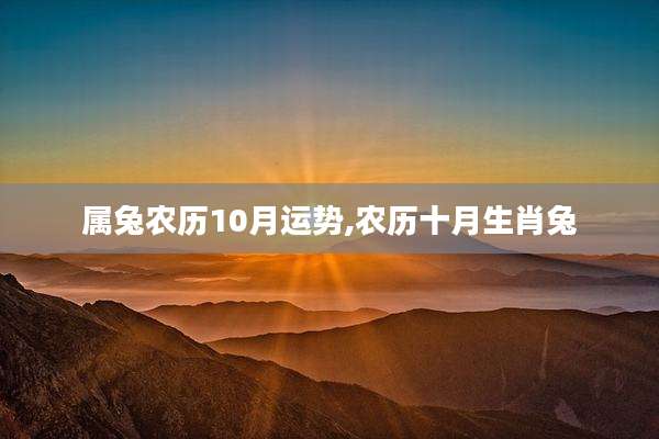 属兔农历10月运势,农历十月生肖兔