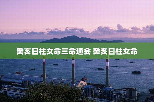 癸亥日柱女命三命通会 癸亥曰柱女命