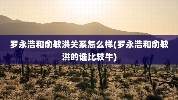 罗永浩和俞敏洪关系怎么样(罗永浩和俞敏洪的谁比较牛)