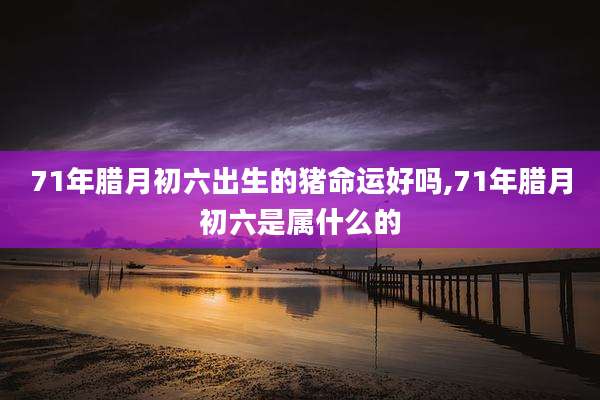 71年腊月初六出生的猪命运好吗,71年腊月初六是属什么的