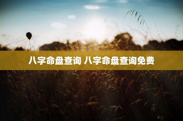八字命盘查询 八字命盘查询免费