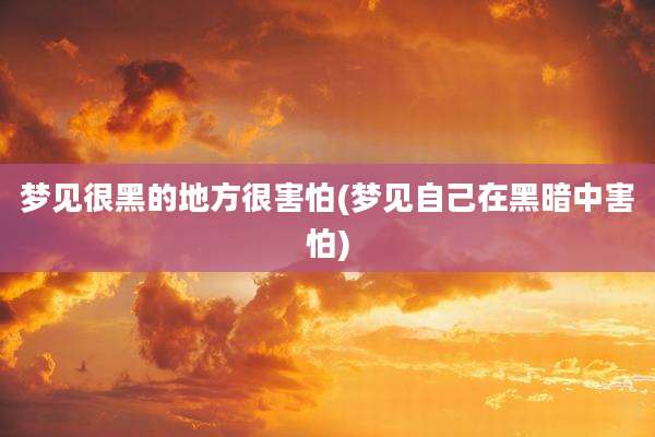 梦见很黑的地方很害怕(梦见自己在黑暗中害怕)