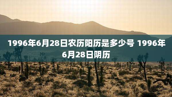 1996年6月28日农历阳历是多少号 1996年6月28日阴历