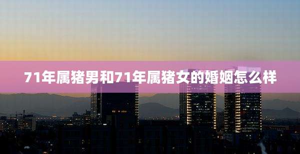 71年属猪男和71年属猪女的婚姻怎么样