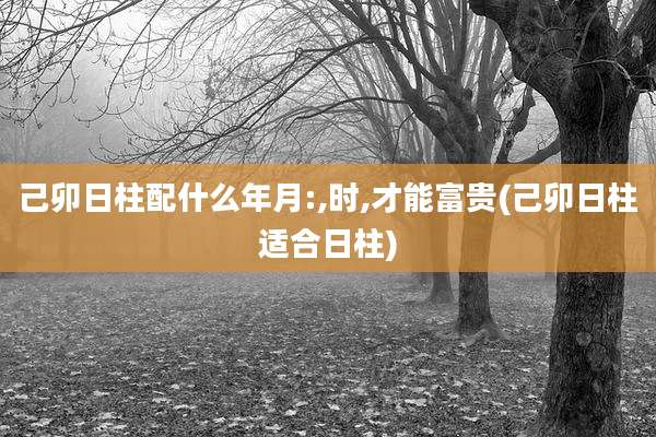 己卯日柱配什么年月:,时,才能富贵(己卯日柱适合日柱)