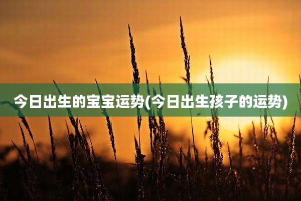 今日出生的宝宝运势(今日出生孩子的运势)