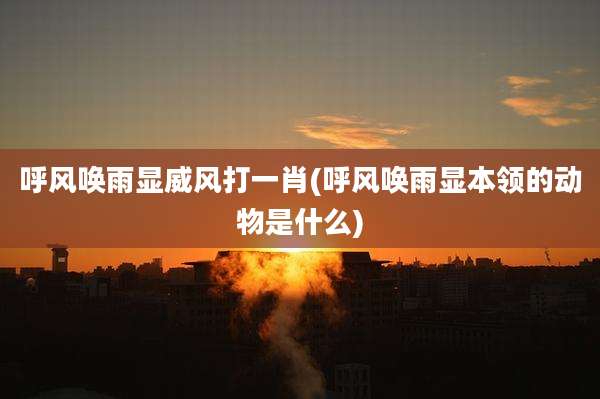 呼风唤雨显威风打一肖(呼风唤雨显本领的动物是什么)