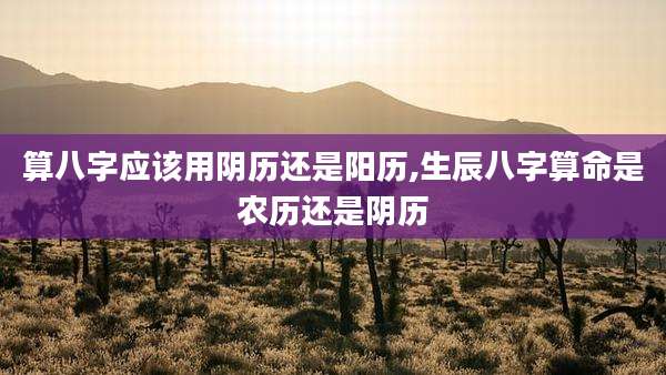 算八字应该用阴历还是阳历,生辰八字算命是农历还是阴历