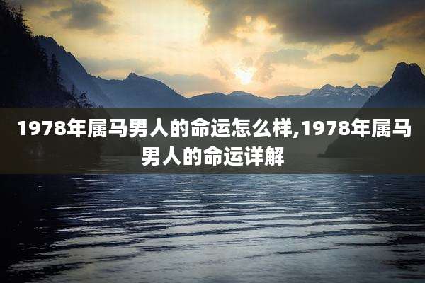 1978年属马男人的命运怎么样,1978年属马男人的命运详解
