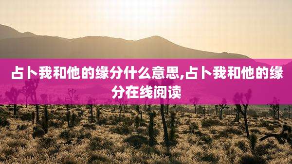 占卜我和他的缘分什么意思,占卜我和他的缘分在线阅读