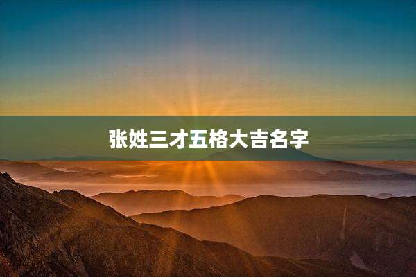 张姓三才五格大吉名字