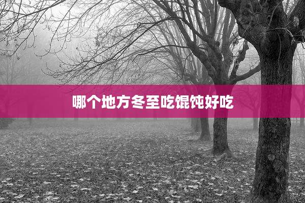 哪个地方冬至吃馄饨好吃