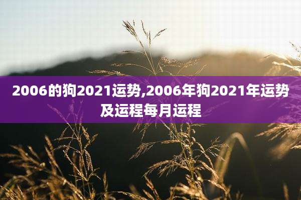 2006的狗2021运势,2006年狗2021年运势及运程每月运程